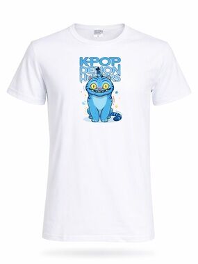 Kpop Demon Hunters Cat Shirt Blue Cute Graphic Tee Sublimated Anime